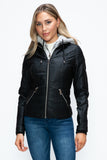 Layered Double-Zipper Jacket with Fuzzy Hood