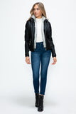 Layered Double-Zipper Jacket with Fuzzy Hood