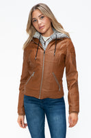 Layered Double-Zipper Jacket with Fuzzy Hood