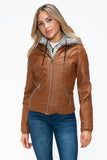 Layered Double-Zipper Jacket with Fuzzy Hood