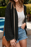 Openwork Open Front Dropped Shoulder Cardigan