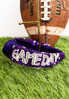 Purple Gameday Seed Bead Sequin Knotted Headband