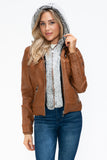 Layered Double-Zipper Jacket with Fuzzy Hood