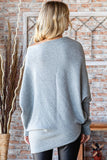 Asymmetrical Hem Dolman Sleeve Sweater in Heather Grey