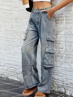 Mid Rise Cargo Jeans