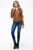 Layered Double-Zipper Jacket with Fuzzy Hood