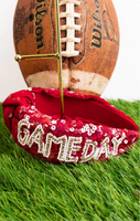 Red Gameday Seed Bead Sequin Knotted Headband