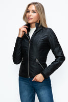 Layered Double-Zipper Jacket with Fuzzy Hood