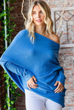 Asymmetrical Hem Dolman Sleeve Sweater in French Blue