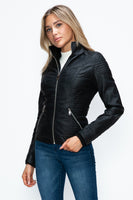 Layered Double-Zipper Jacket with Fuzzy Hood