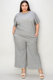 Full Size Texture Short Sleeve Top and Pants Set