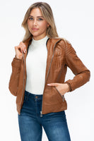 Layered Double-Zipper Jacket with Fuzzy Hood