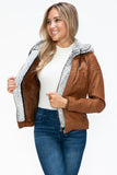 Layered Double-Zipper Jacket with Fuzzy Hood