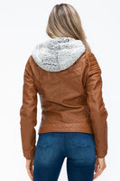 Layered Double-Zipper Jacket with Fuzzy Hood