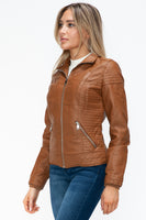 Layered Double-Zipper Jacket with Fuzzy Hood