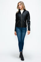 Layered Double-Zipper Jacket with Fuzzy Hood