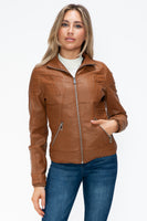 Layered Double-Zipper Jacket with Fuzzy Hood