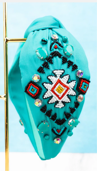 Turquoise Southwestern Design Knotted Headband