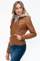 Layered Double-Zipper Jacket with Fuzzy Hood