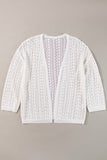 Openwork Open Front Dropped Shoulder Cardigan