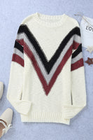 Contrast Dropped Shoulder Long Sleeve Sweater