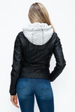 Layered Double-Zipper Jacket with Fuzzy Hood