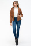 Layered Double-Zipper Jacket with Fuzzy Hood