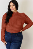 Ribbed Mock Neck Puff Sleeve T-Shirt