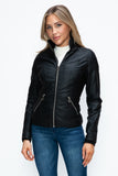 Layered Double-Zipper Jacket with Fuzzy Hood