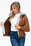 Layered Double-Zipper Jacket with Fuzzy Hood