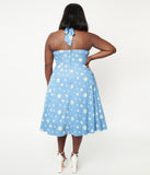 Blue & White Daisy Print Swing Dress