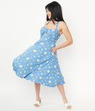 Blue & White Daisy Print Swing Dress