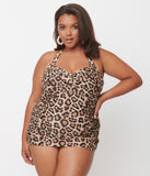 Leopard Print Pinup Sheath One Piece Swimsuit