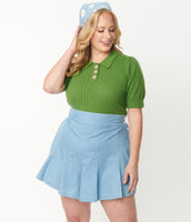 Avocado Green Retro Prim & Pretty Sweater