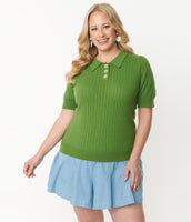 Avocado Green Retro Prim & Pretty Sweater