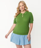 Avocado Green Retro Prim & Pretty Sweater