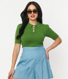 Avocado Green Retro Prim & Pretty Sweater