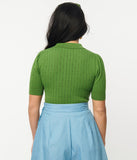 Avocado Green Retro Prim & Pretty Sweater