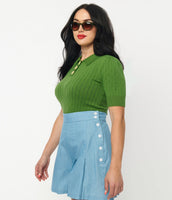 Avocado Green Retro Prim & Pretty Sweater