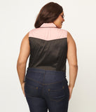 The Prettiest Peach & Black Sleeveless Fringe Prairie Girl Blouse