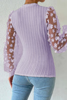 Textured Applique Long Sleeve Blouse