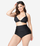 Monroe High Waist Bikini Bottom in Black