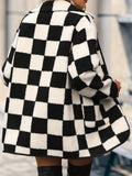 Checkered Vibes Button Front Coat with Pockets