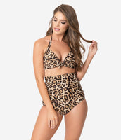 Monroe High Waist Bottom in Leopard Print