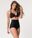 Monroe High Waist Bikini Bottom in Black