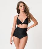 Monroe High Waist Bikini Bottom in Black