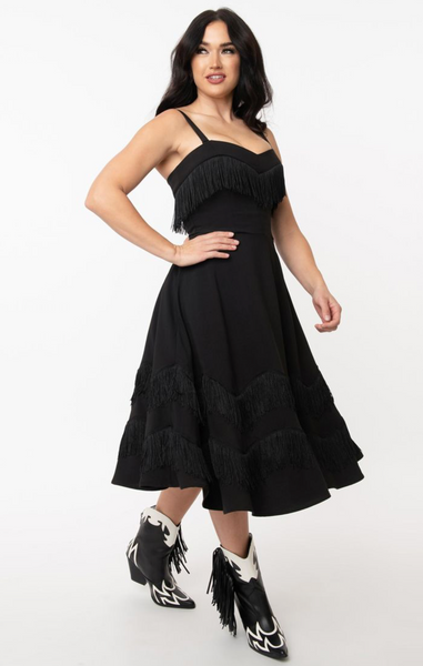 black fringe dress western Skirts & Dresses for Women in body suit Western Girlie Fringe Swing Dress