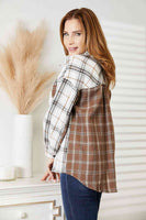 Plaid Contrast Button Up Shacket