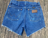 Vintage Cowgirl Wrangler One Of A Kind Medium Blue Jean Upcycled Cut Off Shorts