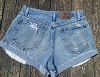 Vintage Cowgirl Wrangler One Of A Kind Light Blue Jean Upcycled Cut Off Shorts